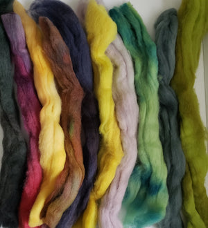 Corriedale Sliver - VARIETY PACK 100 -  110gr/4oz  Hand Dyed Fleece OOAK