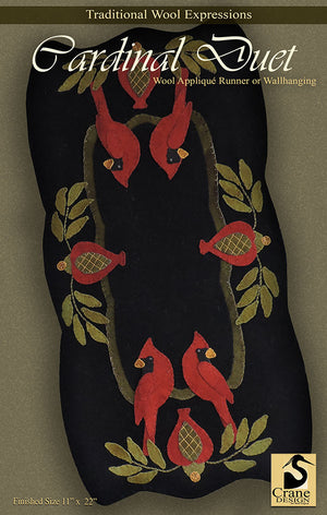CARDINAL DUET - Wool Applique Pattern - Wall Hanging