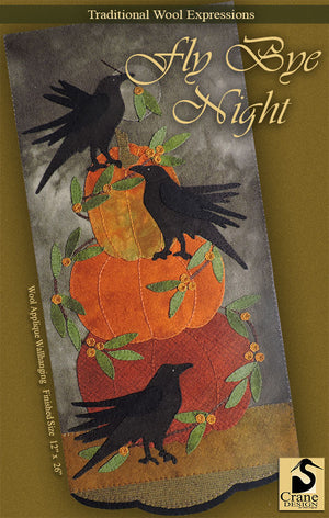 FLY BY NITE -  Wool Applique Pattern - Wall Hanging