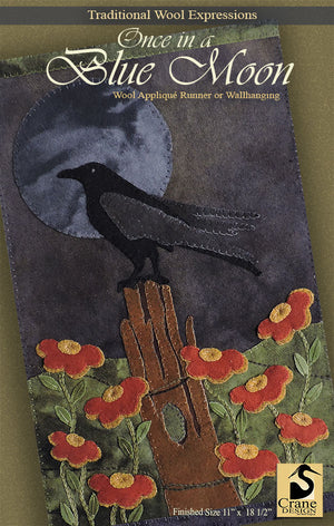 ONCE IN A BLUE MOON - Wool Applique Pattern - Wall Hanging/Runner