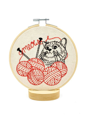 Hook Line Tinker - KITTEN WITH KNITTING - Complete Embroidery Kit