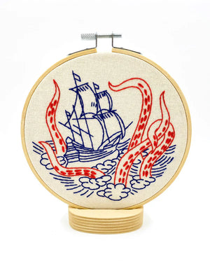 Hook Line Tinker - KRAKEN and SHIP - Complete Embroidery Kit