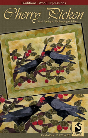 CHERRY PICKEN - Wool Applique Pattern - Wall Hanging - Pillow