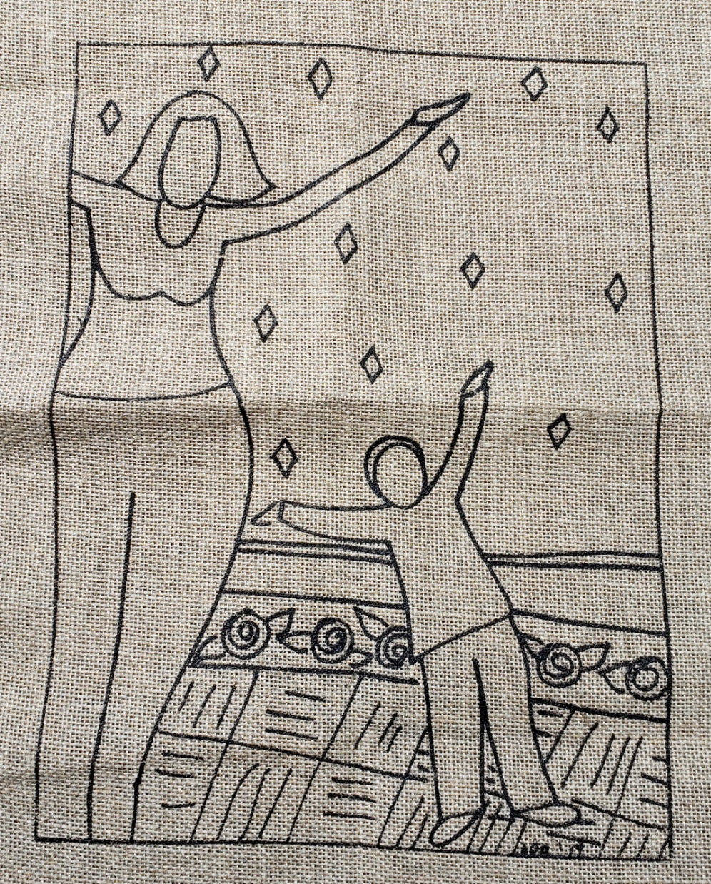 WOMAN AND CHILD -  Rug Hooking Pattern on Linen - Deanne Fitzpatrick -07-23 -19