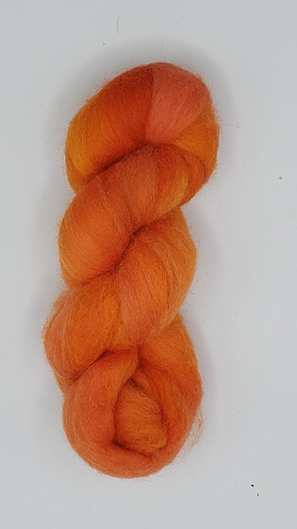 Corriedale Sliver - TANGERINE -  1 OZ Hand Dyed Fleece OOAK