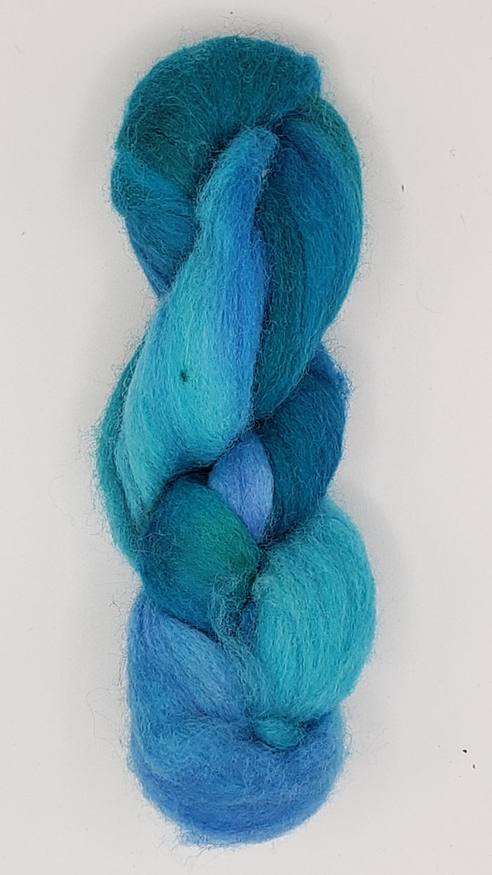 Corriedale Sliver - CARIBBEAN -  1 OZ Hand Dyed Fleece OOAK