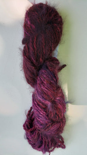 VELVET GRAPES -   100% Handspun Angora Yarn Painted Skeins - Aran WT 50 grams -  B2