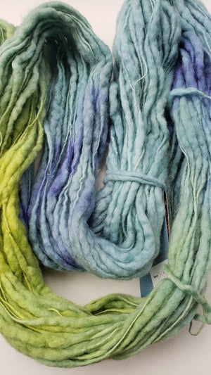 Slubby - CLOUD BURST -  Merino/Blue Face Leicester - Hand Dyed Textured Yarn Thick and Thin