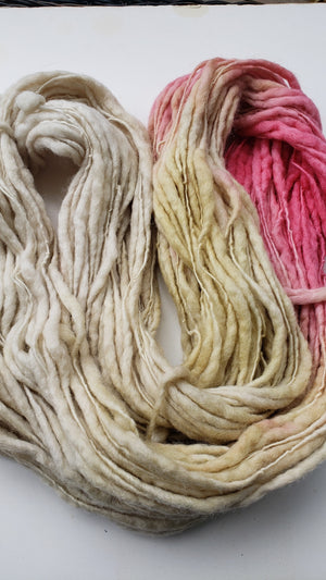 Slubby - ORCHID -  Merino/Blue Face Leicester - Hand Dyed Textured Yarn Thick and Thin