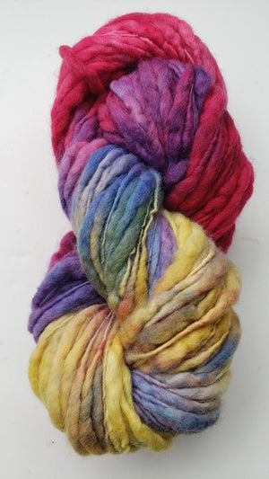 Slubby - AZALEA -  Merino/Blue Face Leicester - Hand Dyed Textured Yarn Thick and Thin