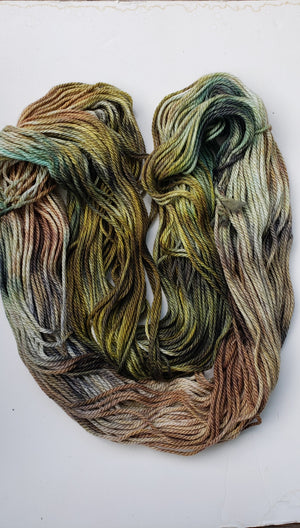 AFW -  GATHERING MOSS - Extra Fine Merino - GREEN Hand Dyed Worsted/Aran Weight Yarn