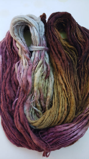 Slubby - BRONZE -  Merino/Blue Face Leicester - Hand Dyed Textured Yarn Thick and Thin  -  Variegated Shades