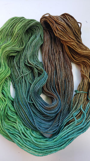 Chinook Worsted Weight - WOODLAND - OOAK - 100%  Merino Wool Yarn - Hand Dyed