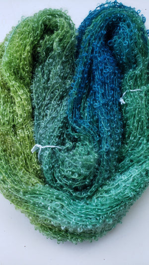 Wool Curly Locks - LAGOON - OOAK - 30 Grams - Hand Dyed Textured Yarn