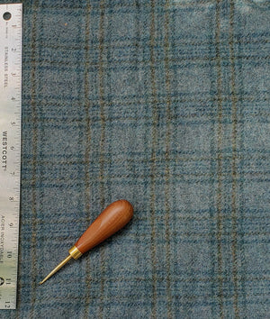 BLUE GREY PLAID - 100% Wool Fabric for Rug Hooking or Wool Applique RSS328