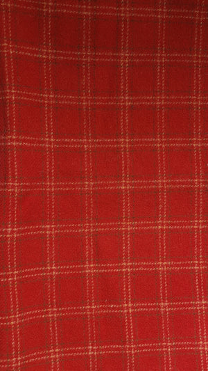 VINTAGE RED PLAID - 100% Wool Fabric for Rug Hooking or Wool Applique RSS327