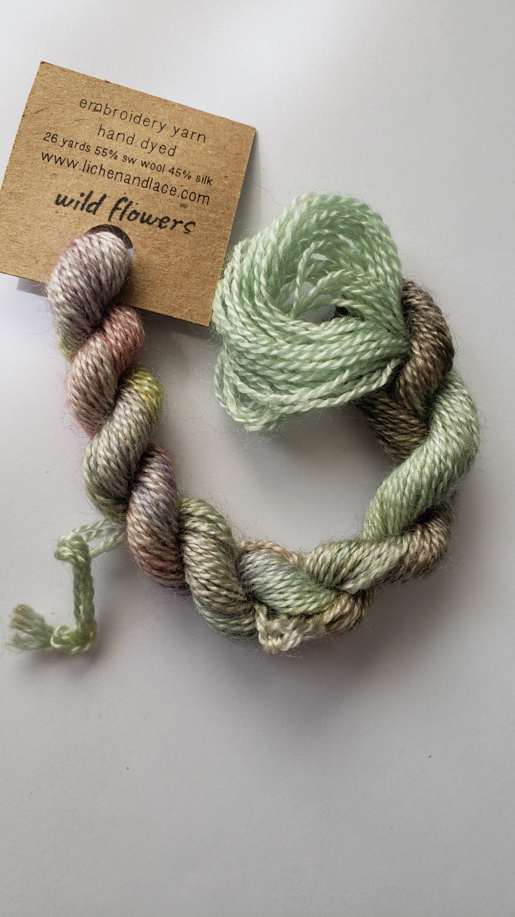 Lichen and Lace Embroidery Thread Wool/Silk - GREEN