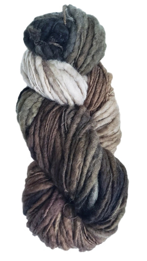 Slubby - MOCHA SWIRL -  OOAK - Merino/Blue Face Leicester - Hand Dyed Textured Yarn Thick and Thin