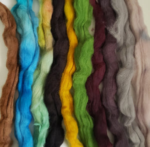 Corriedale Sliver - VARIETY PACK 200 -  135gr/4.75oz  Hand Dyed Fleece OOAK