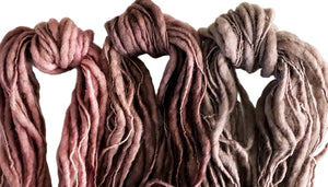 Slubby Kit Bundle - 3 SHADES of CLAY/BROWN -  OOAK - 25 gr 24 CUT STRANDS each shade - Merino/Blue Face Leicester - Hand Dyed Textured Yarn Thick and Thin