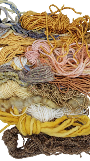 YARN Kit Bundle - Shades of YELLOW & GOLD -  OOAK - 140 gr CUT STRANDS ONLY - 17 Textures