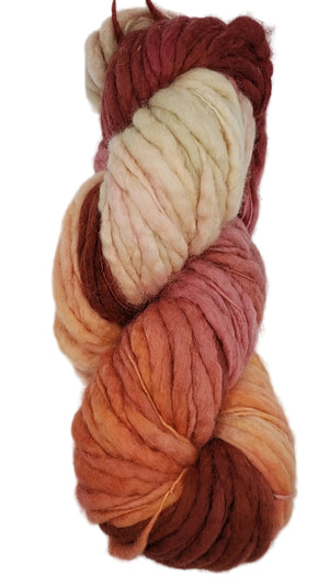Slubby - DESERT BLOOMS -  OOAK - Merino/Blue Face Leicester - Hand Dyed Textured Yarn Thick and Thin
