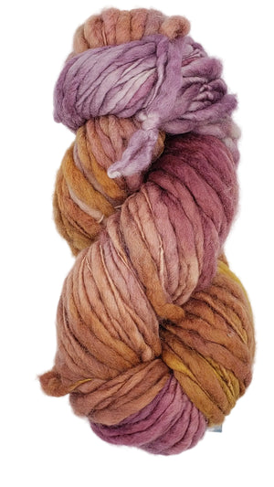 Slubby - SPRING BLOOMS -  OOAK - Merino/Blue Face Leicester - Hand Dyed Textured Yarn Thick and Thin