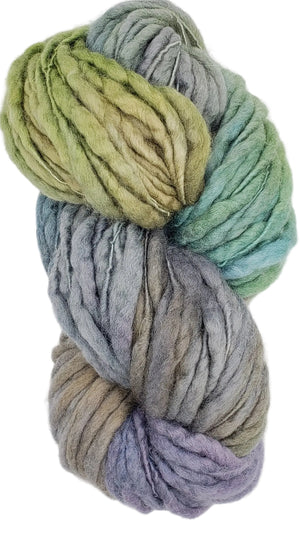 Slubby - ROCKY MOUNTAIN -  OOAK - Merino/Blue Face Leicester - Hand Dyed Textured Yarn Thick and Thin