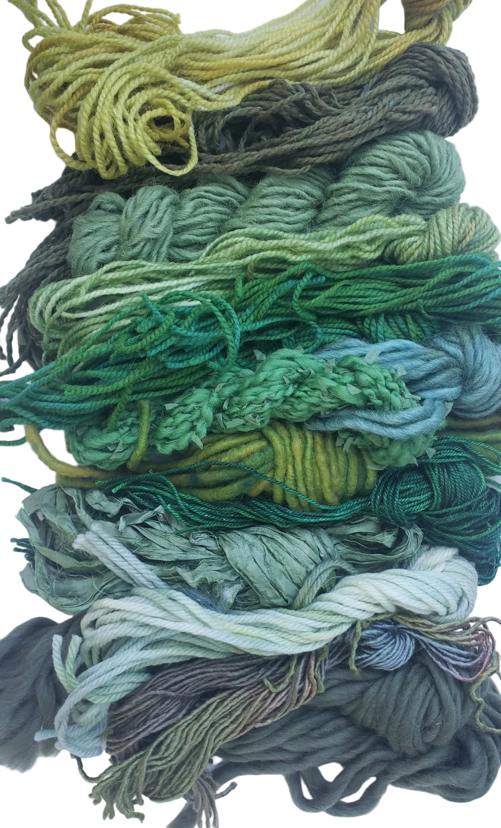 YARN Texture Bundle - Shades of GREEN -  OOAK - 200 gr CUT STRANDS ONLY - 13 Textures
