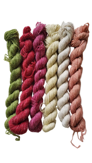 LL- ORCHID BLOOM - MINI SETS 6 SKEINS - 70% WOOL - 30% LINEN - Lichen and Lace