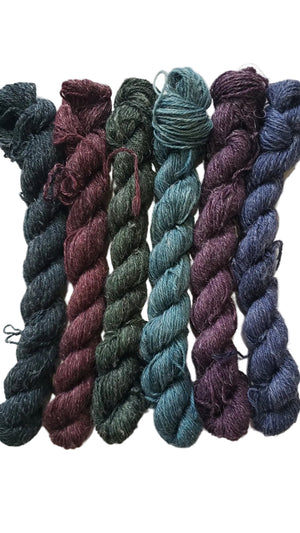LL- MOODY BLUES - MINI SETS 6 SKEINS - 70% WOOL - 30% LINEN - Lichen and Lace