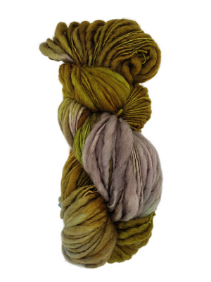 Slubby - BOREAL  -   Merino/Blue Face Leicester - Hand Dyed Textured Yarn Thick and Thin  - Shades of Green
