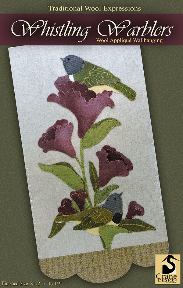 WHISTLING WARBLERS  - Wool Applique Pattern - Wall Hanging-