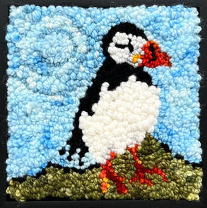THE PUFFIN - Rug Hooking Kit 6" x 6" (BURLAP) - Deanne Fitzpatrick Design