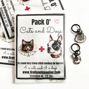 Firefly Notes Stitch Marker - DOGS and CATS - Metal/Enamel Marker