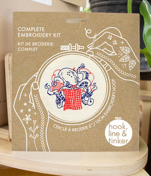 Hook Line Tinker - KNITTING OCTOPUS - Complete Embroidery Kit