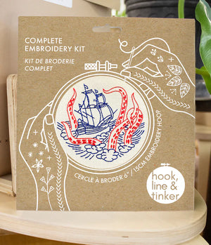 Hook Line Tinker - KRAKEN and SHIP - Complete Embroidery Kit