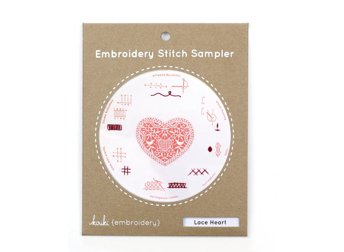 Kiriki Press - LACE HEART - Embroidery Sampler Kit - DIY