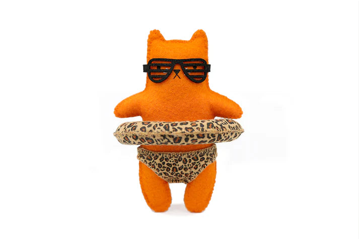 Kiriki Press  Costumed Cat - LEOPARD CAT - Embroidery Wool Felt Doll Kit - DIY Plushie