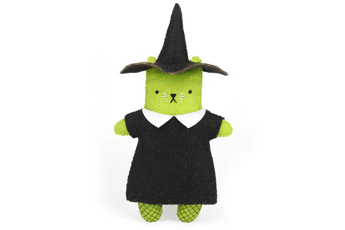 Kiriki Press  Costumed Cat - WITCH CAT - Embroidery Wool Felt Doll Kit - DIY Plushie