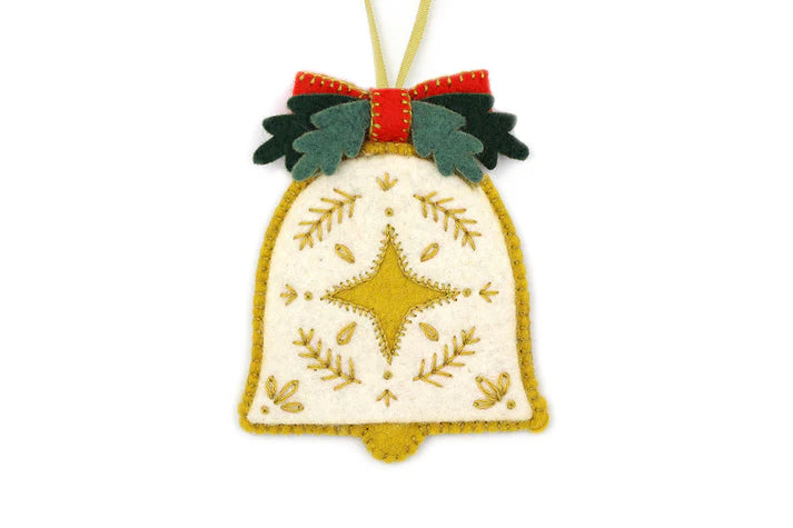 Kiriki Press Felt Christmas Ornie - BELL - Embroidery Wool Felt  Kit - DIY