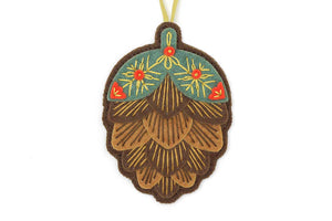 Kiriki Press Felt Christmas Ornie - PINE CONE - Embroidery Wool Felt  Kit - DIY