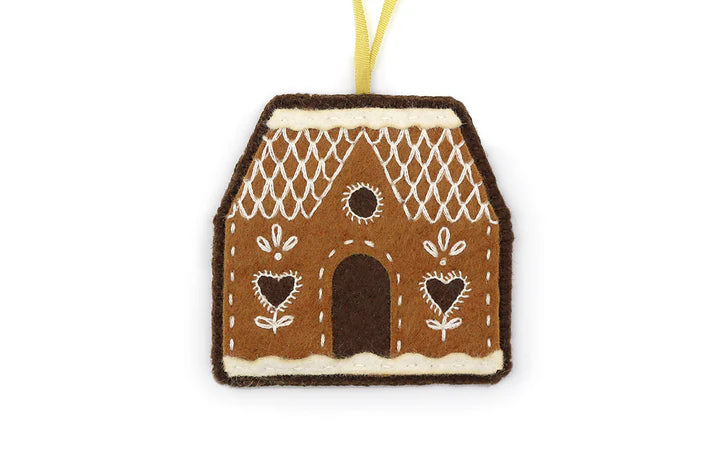 Kiriki Press Felt Christmas Ornie - GINGERBREAD HOUSE - Embroidery Wool Felt  Kit - DIY