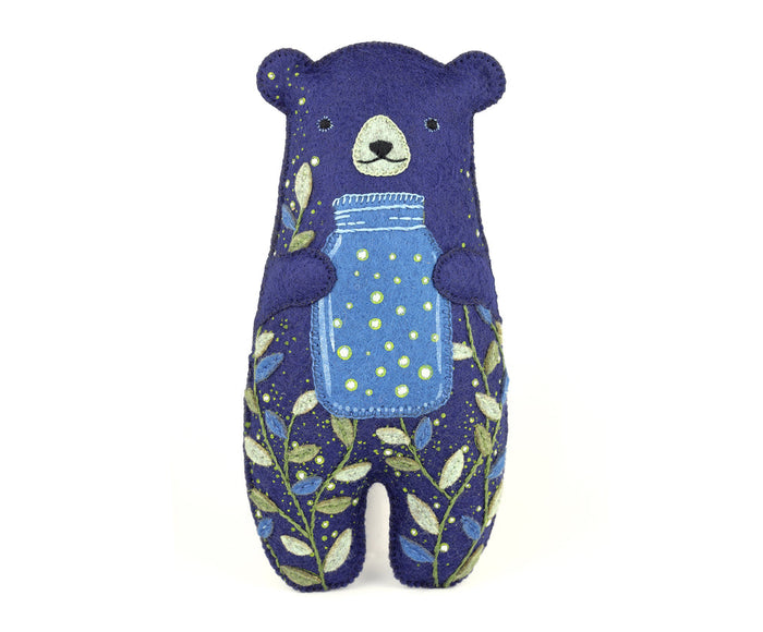 Kiriki Press Keeper Bear - GLOWBEAR - Embroidery Doll Kit - DIY Plushie