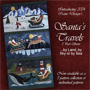 SANTA'S TRAVELS BY SEA - Crane Designs Wool Applique Pattern - Wallhanging