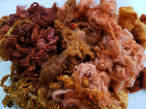 Fleece Locks - Shades of Orange - Hand Dyed Textured Sheep Locks OOAK