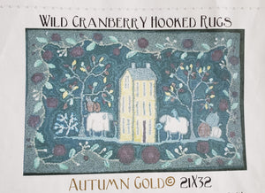 AUTUMN GOLD  -  Rug Hooking Pattern on Burlap 21x32 - Destash