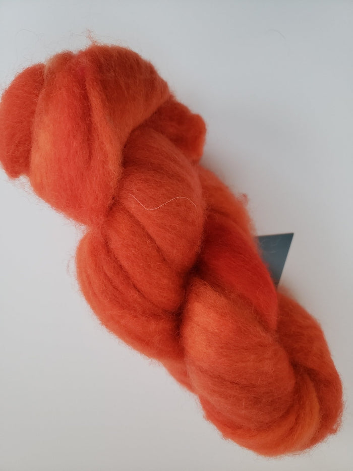 Corriedale Sliver - BLOOD ORANGE - 2 OZ Hand Dyed Fleece OOAK