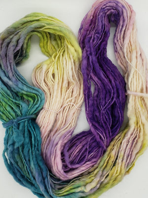 Slubby - LUPIN - Merino/Blue Face Leicester - Hand Dyed Textured Yarn Thick and Thin