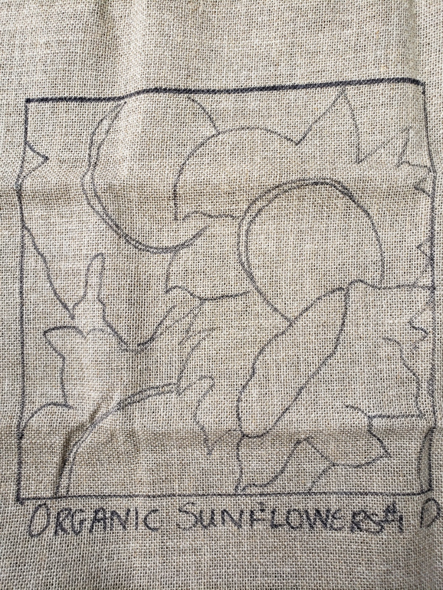 ORGANIC SUNFLOWERS -  Rug Hooking Pattern on Linen - Deanne Fitzpatrick -09-22-5